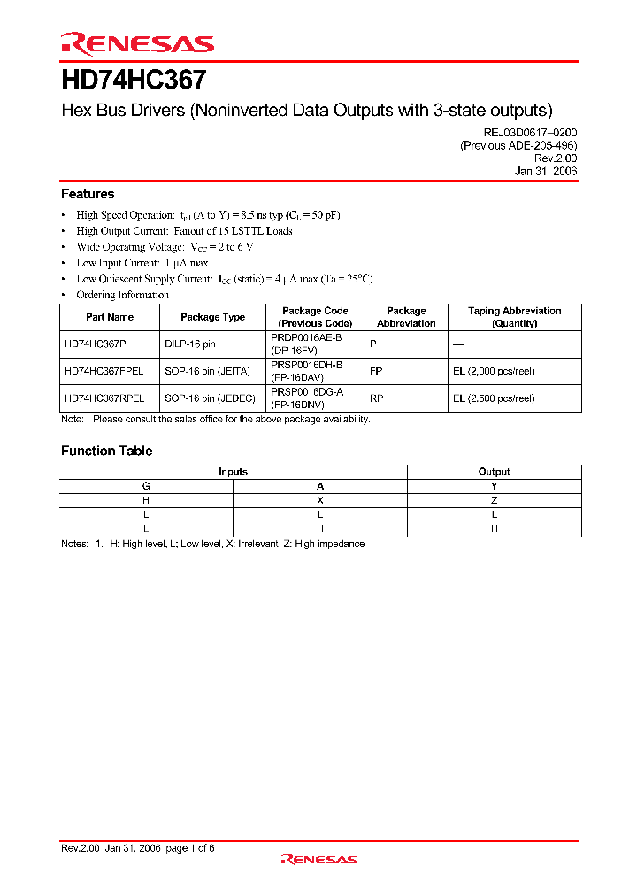 HD74HC367FPEL_4308220.PDF Datasheet