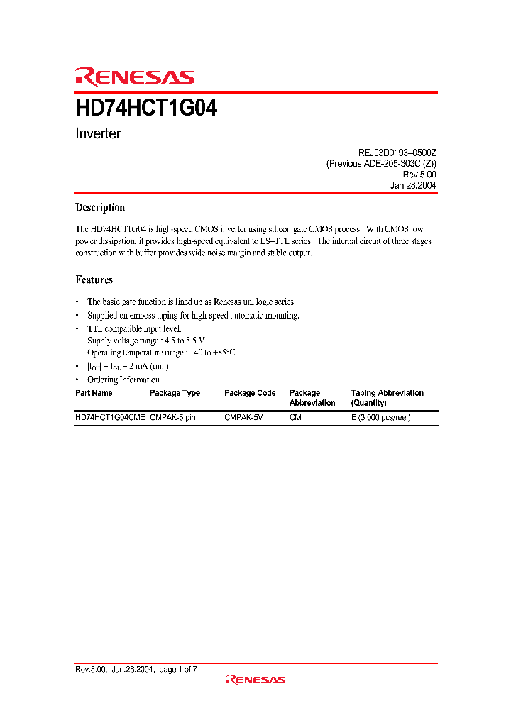 HD74HCT1G04_4296201.PDF Datasheet