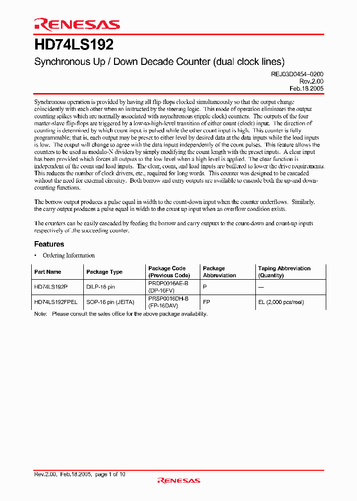 HD74LS192P_4363922.PDF Datasheet