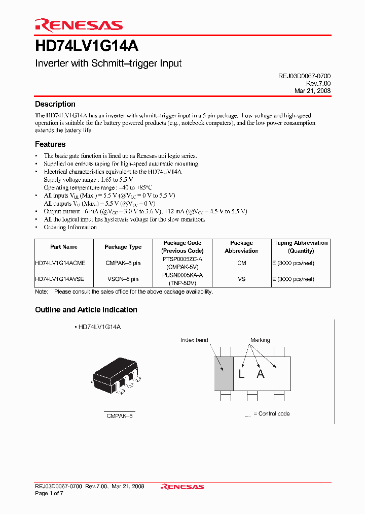 HD74LV1G14AVSE_4415582.PDF Datasheet