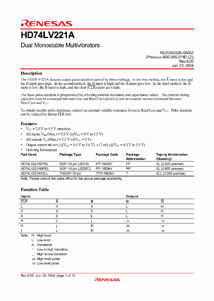 HD74LV221ATELL_4876023.PDF Datasheet