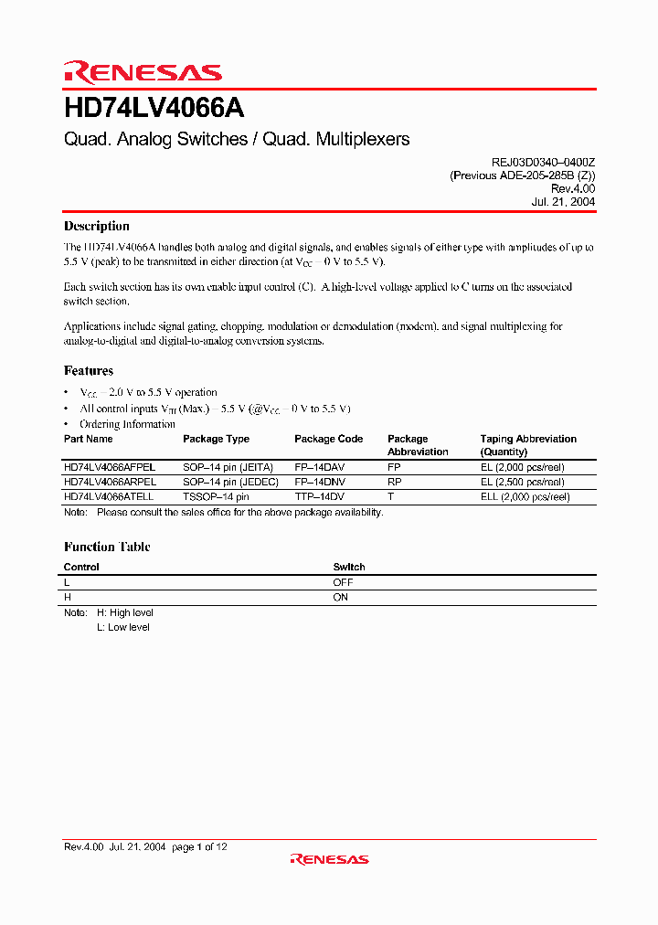 HD74LV4066A_4302815.PDF Datasheet