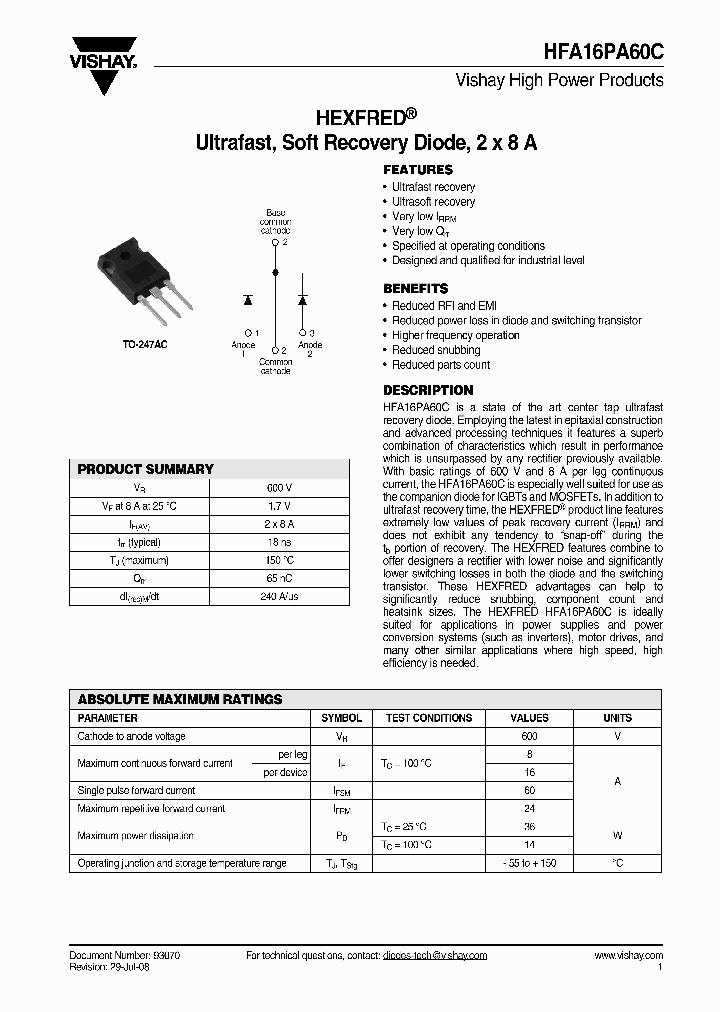 HFA16PA60CPBF_4444964.PDF Datasheet