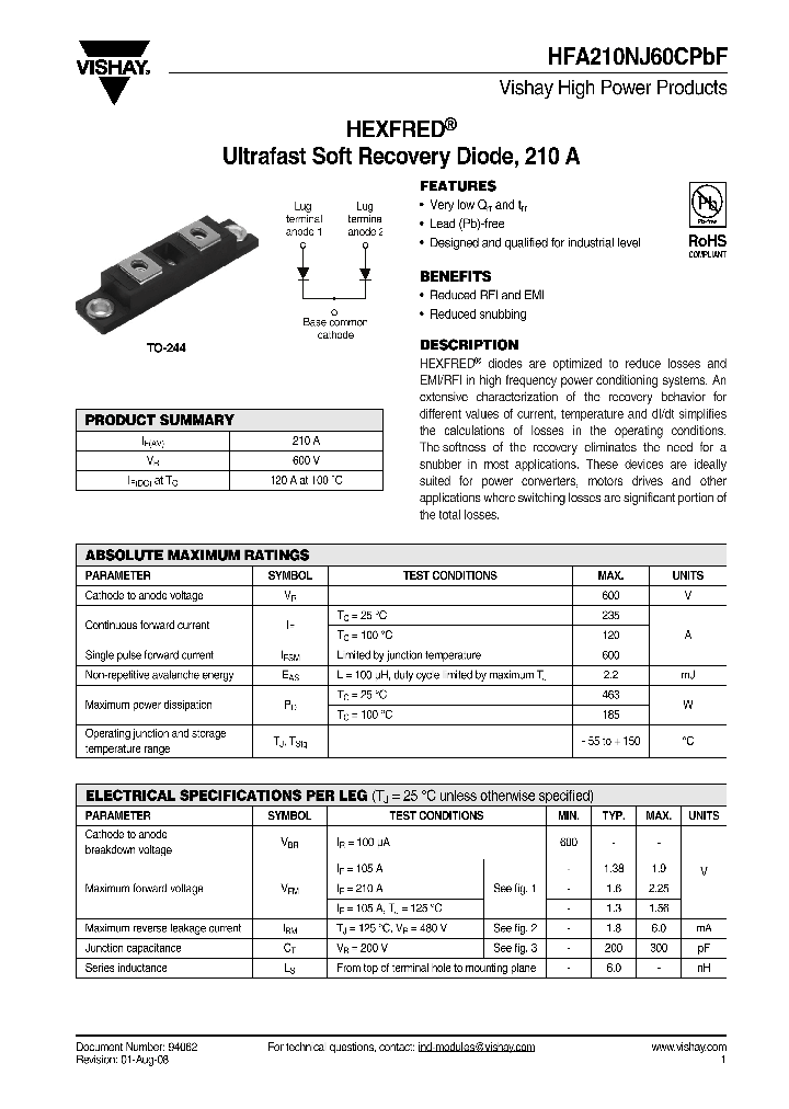 HFA210NJ60CPBF_4289442.PDF Datasheet