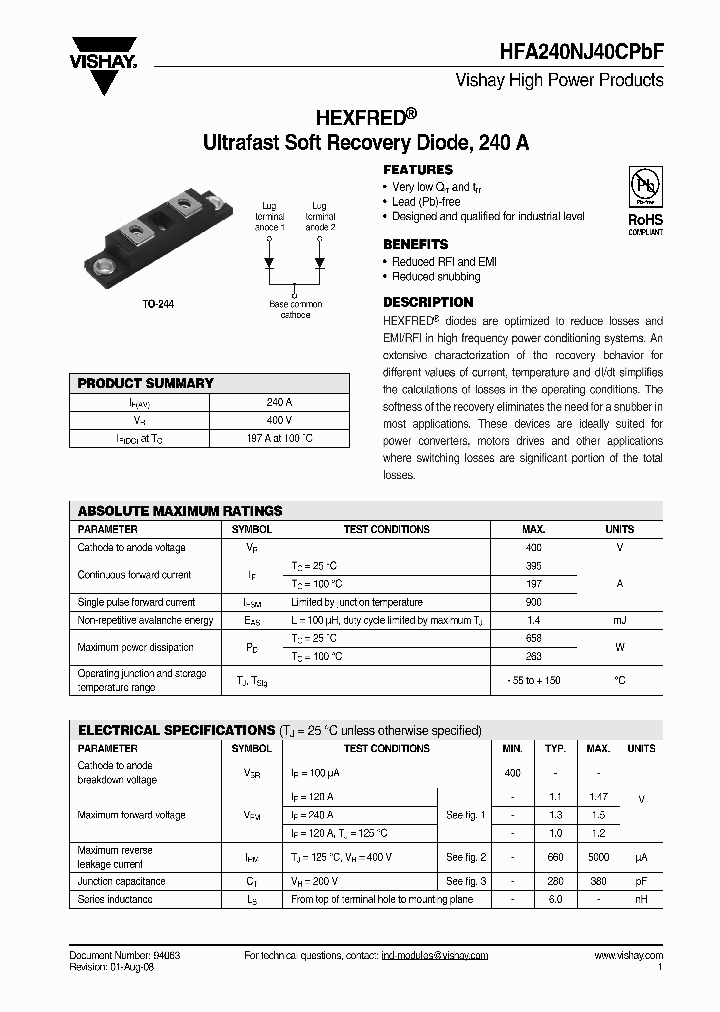 HFA240NJ40CPBF_4311830.PDF Datasheet