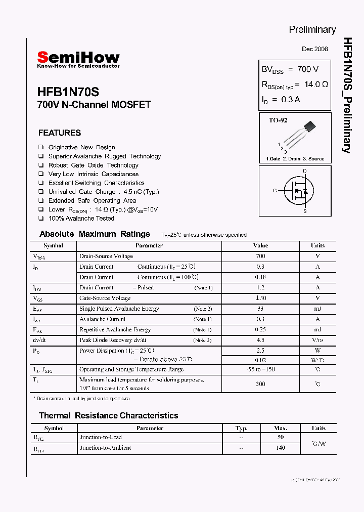 HFB1N70S_4662224.PDF Datasheet