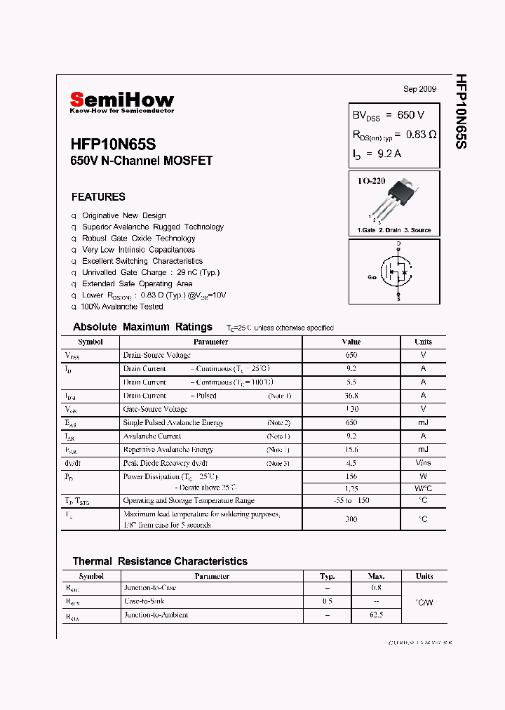 HFP10N65S_4635530.PDF Datasheet