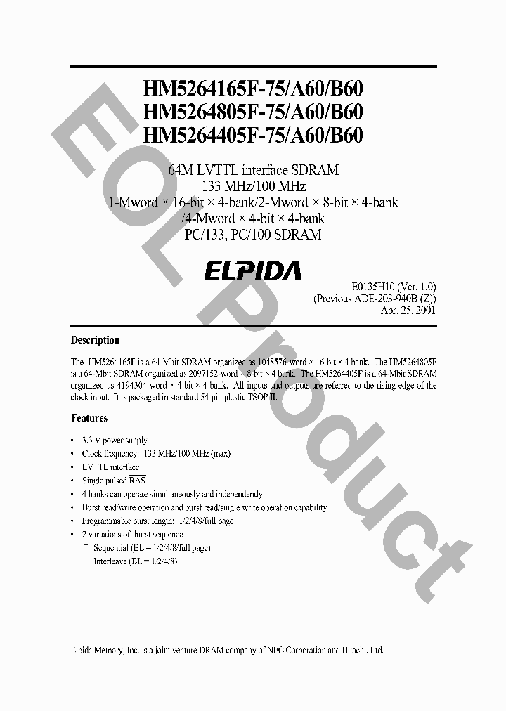 HM5264165FTT-75_4560484.PDF Datasheet