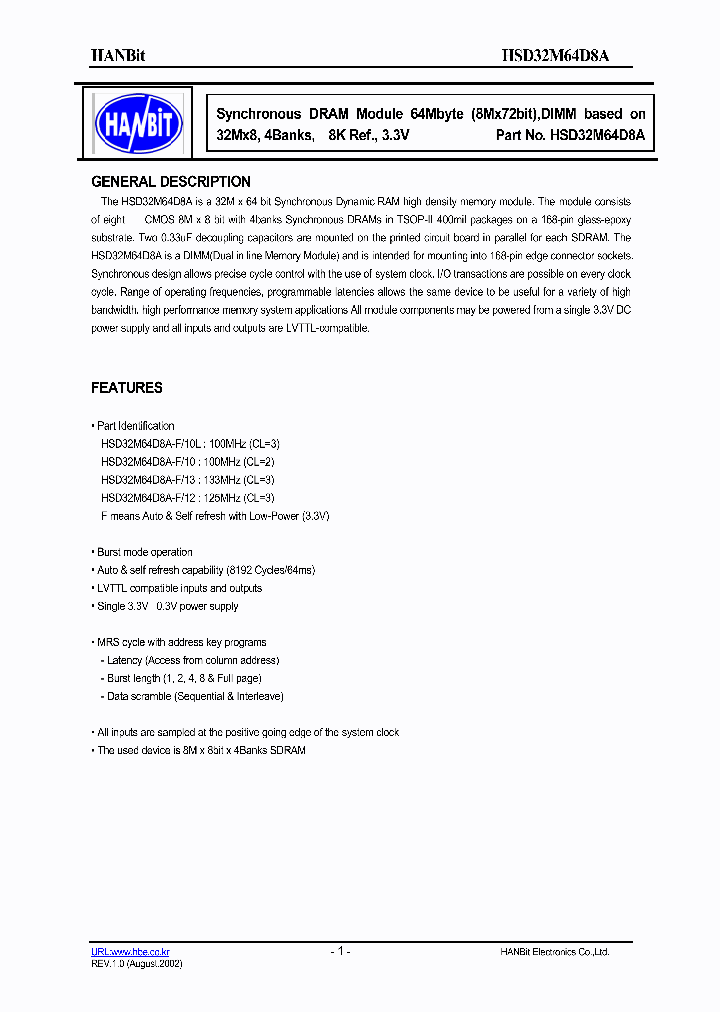 HMD32M64D8A-10_4648291.PDF Datasheet