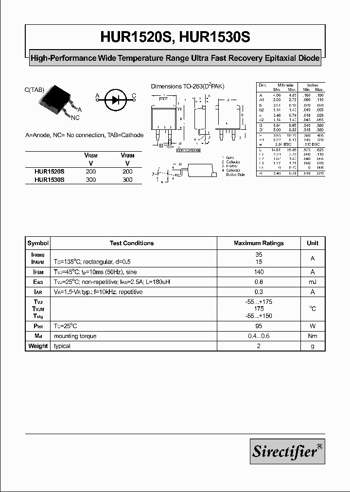 HUR1520S_4304383.PDF Datasheet