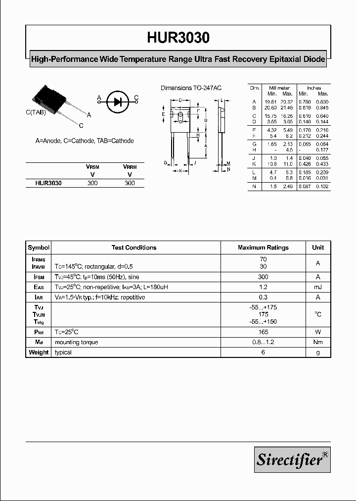 HUR3030_4342057.PDF Datasheet