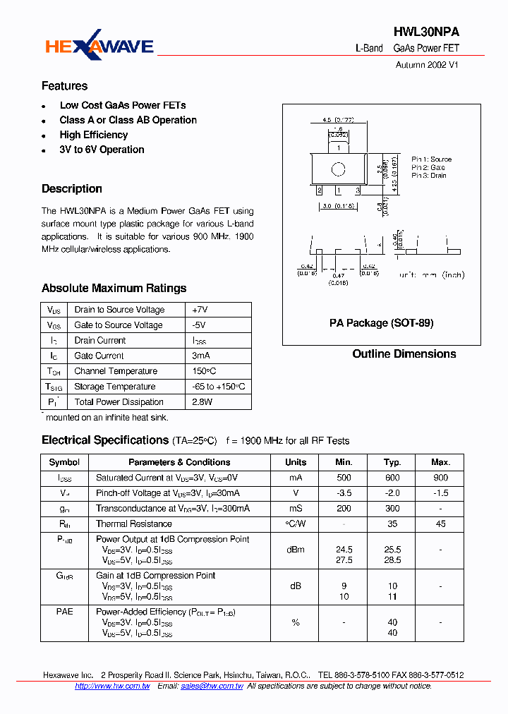 HWL30NPA_4399976.PDF Datasheet