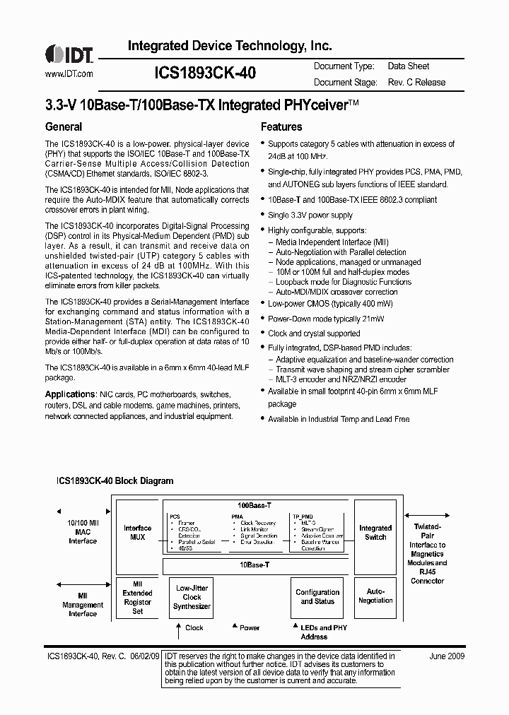 ICS1893CK-40_4589215.PDF Datasheet
