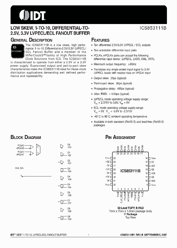 ICS853111BYLFT_4739454.PDF Datasheet