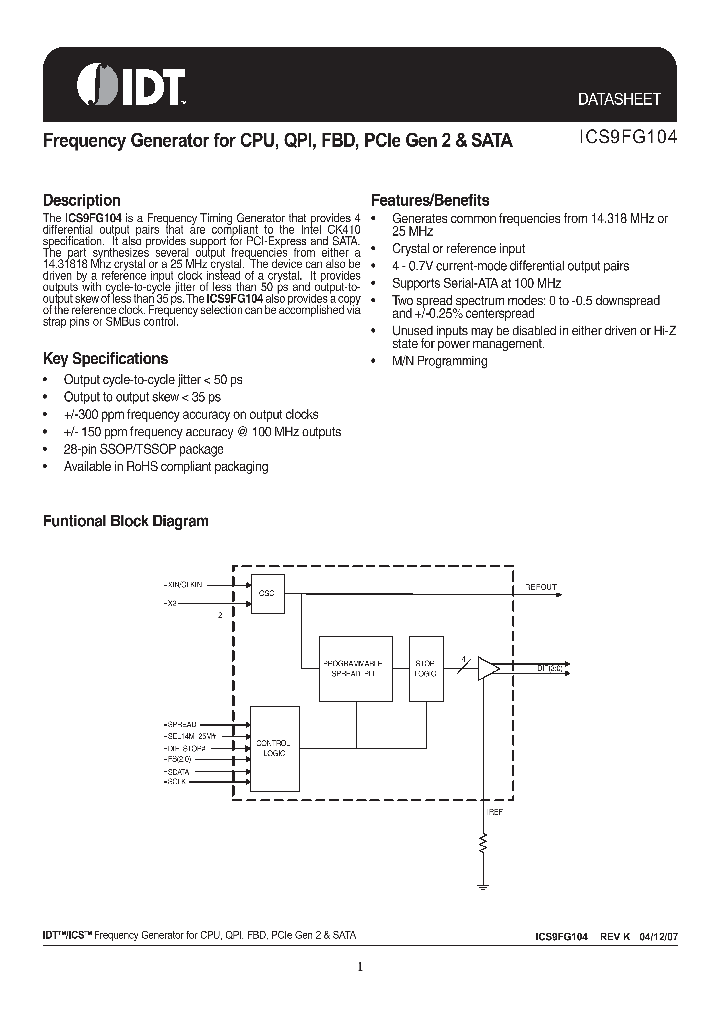 ICS9FG104_4199136.PDF Datasheet