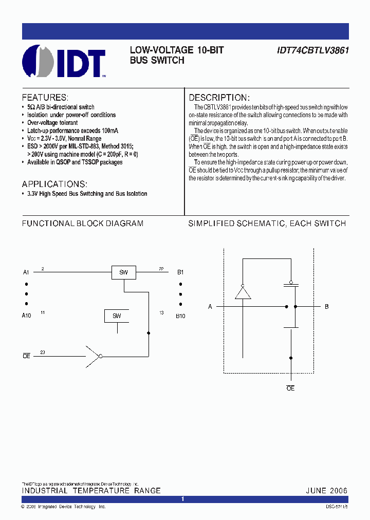 IDT74CBTLV3861_4251461.PDF Datasheet