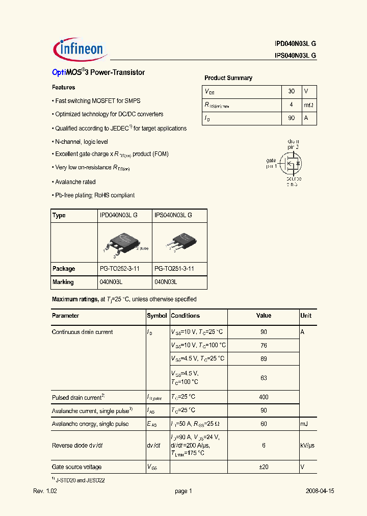 IPD040N03LG_4910049.PDF Datasheet