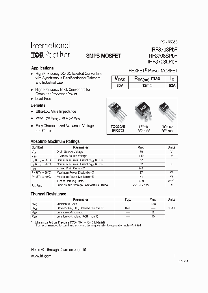 IRF3708SPBF_4304706.PDF Datasheet