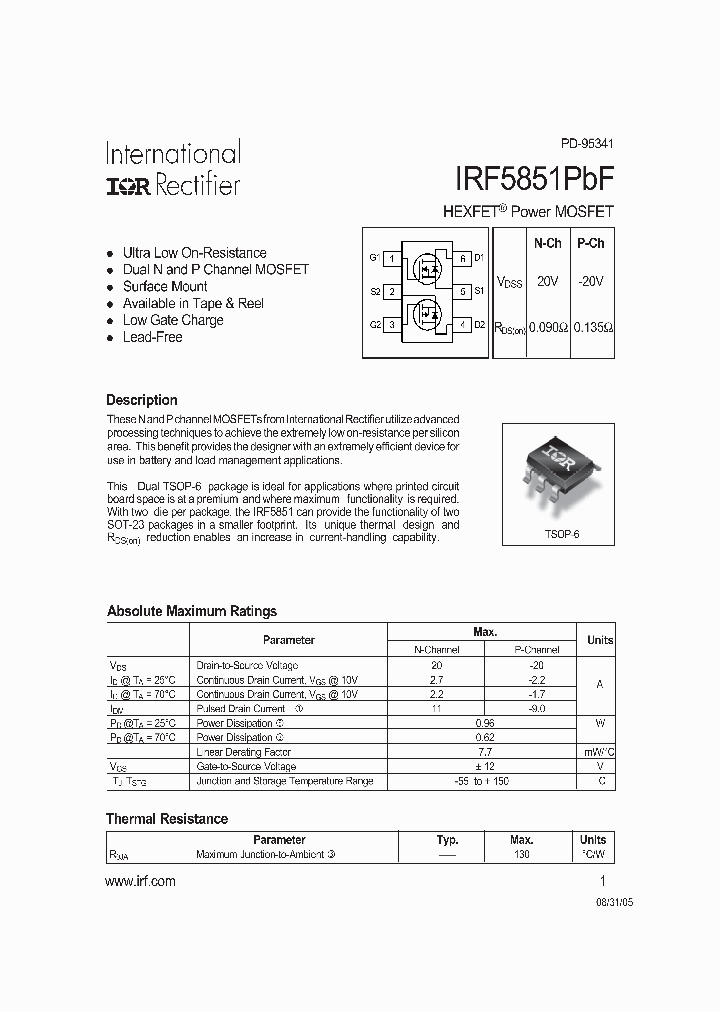 IRF5851PBF_4692350.PDF Datasheet
