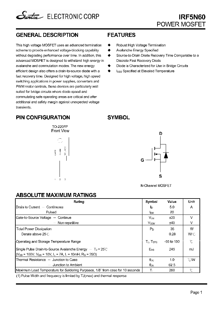 IRF5N60_4659217.PDF Datasheet
