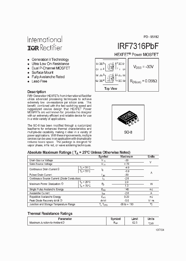 IRF7316PBF_4201647.PDF Datasheet