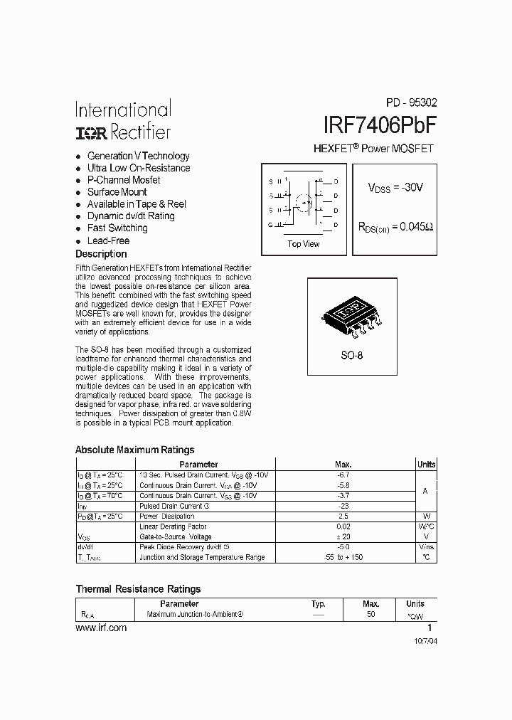 IRF7406PBF_4178155.PDF Datasheet