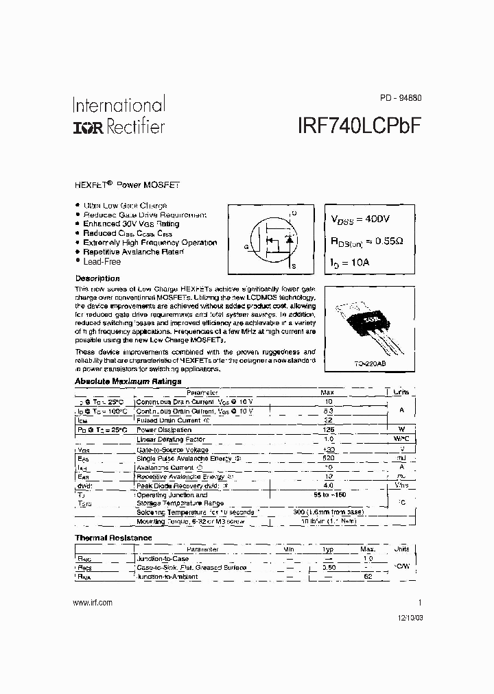 IRF740LCPBF_4183207.PDF Datasheet
