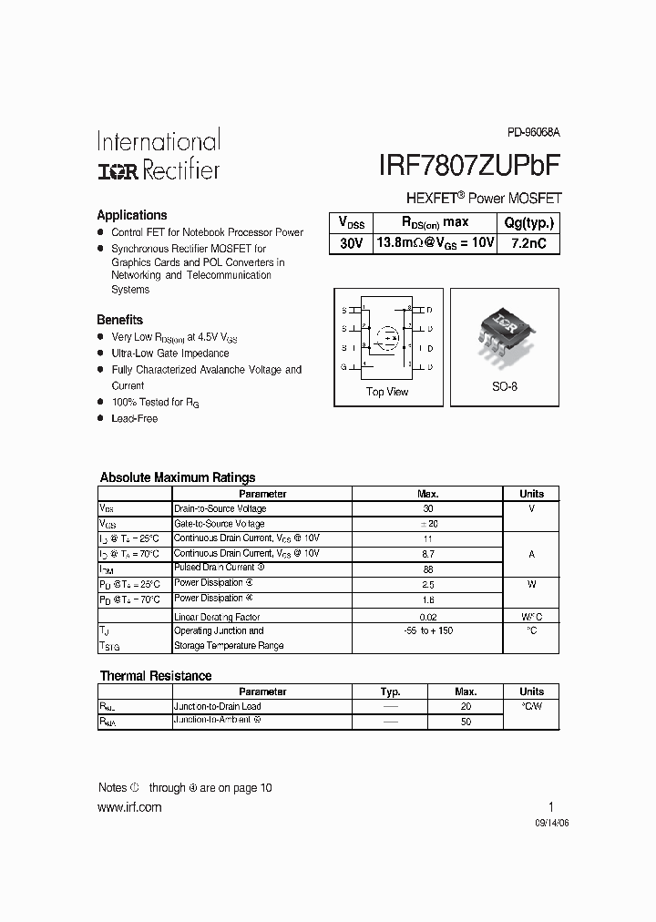 IRF7807ZUPBF_4186869.PDF Datasheet
