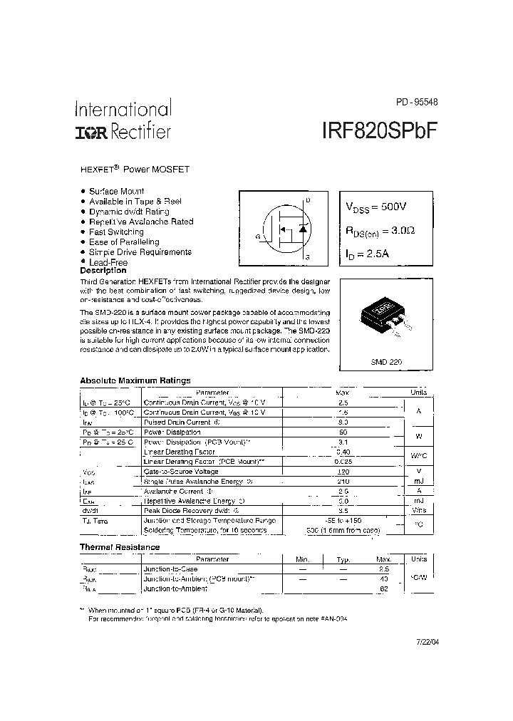 IRF820SPBF_4213334.PDF Datasheet