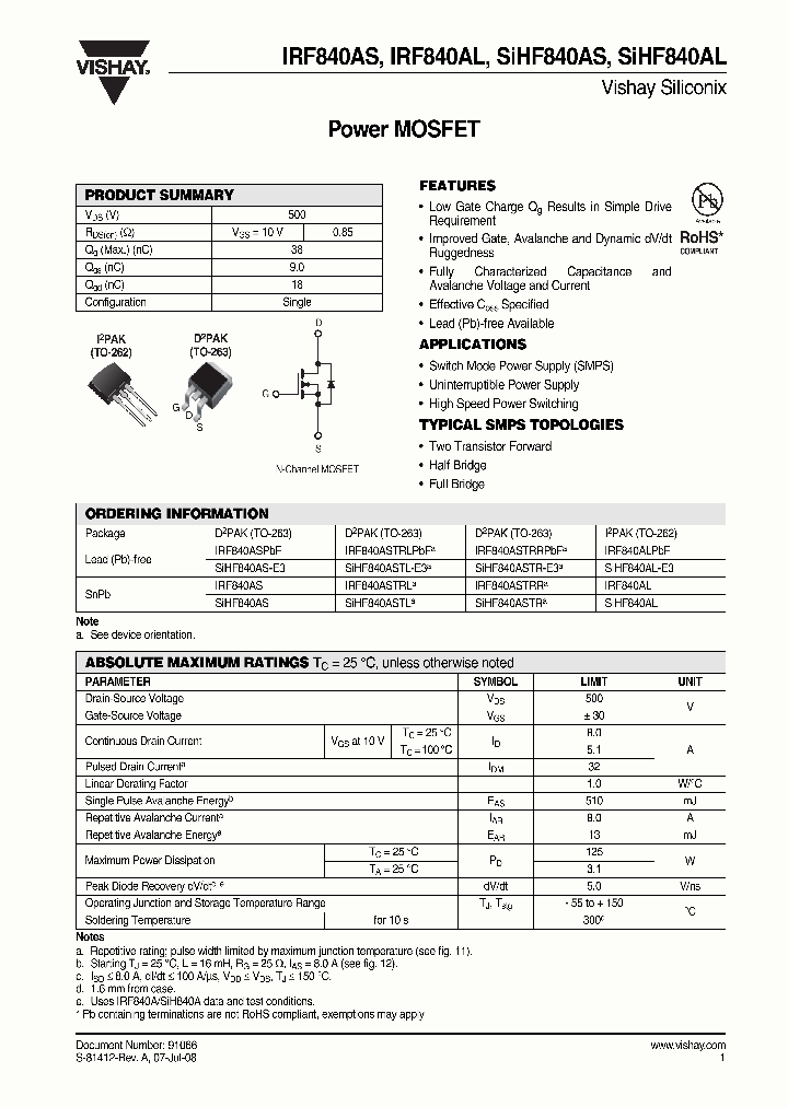 IRF840AL_4377078.PDF Datasheet