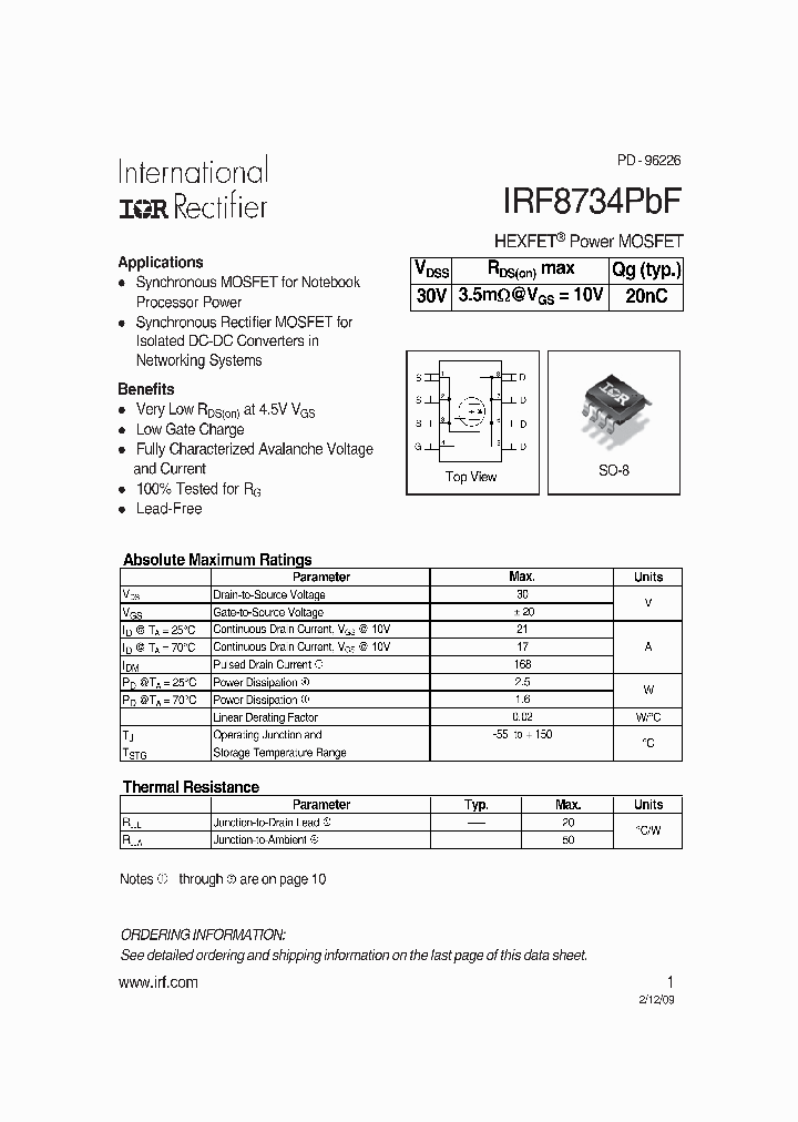 IRF8734PBF_4669130.PDF Datasheet