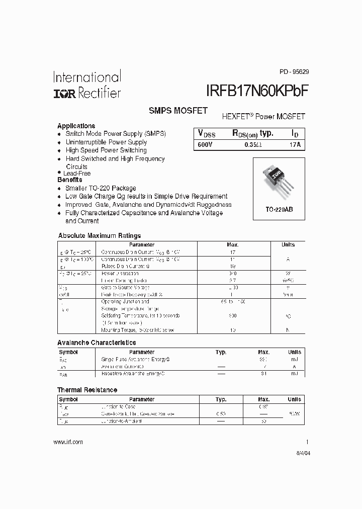 IRFB17N60KPBF_4241763.PDF Datasheet