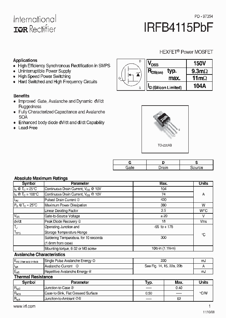 IRFB4115PBF_4844234.PDF Datasheet