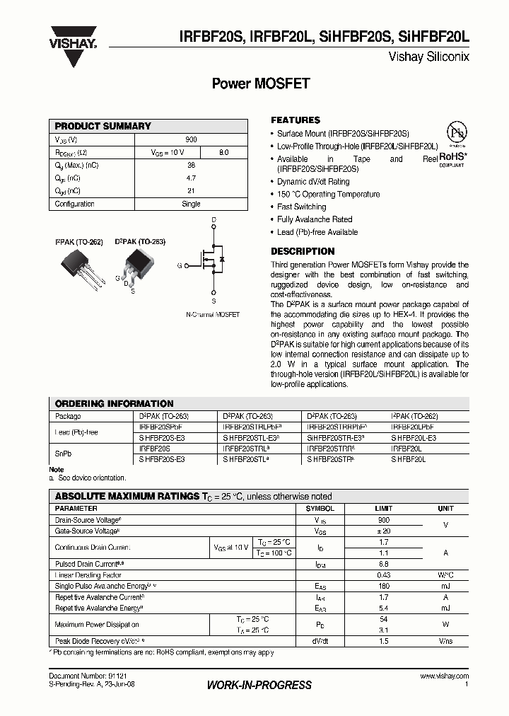 IRFBF20STRL_4372945.PDF Datasheet