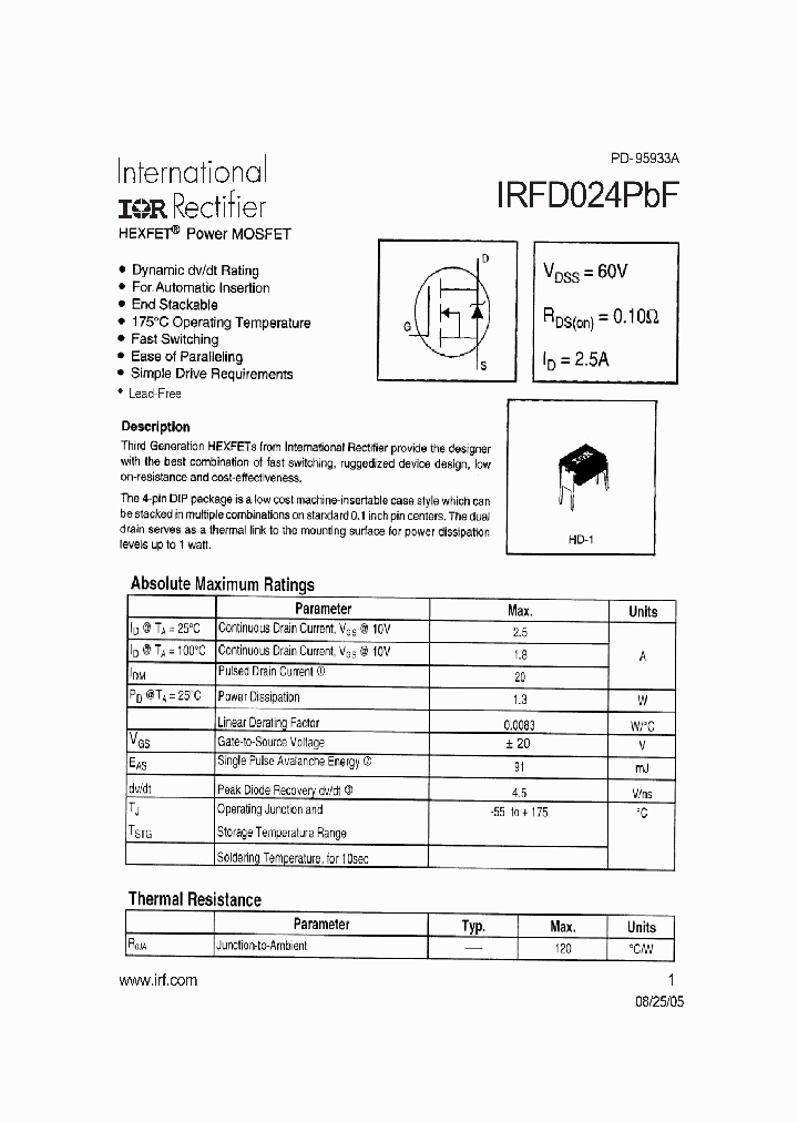 IRFD024PBF_4254367.PDF Datasheet