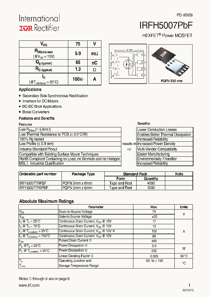 IRFH5007PBF_4894167.PDF Datasheet