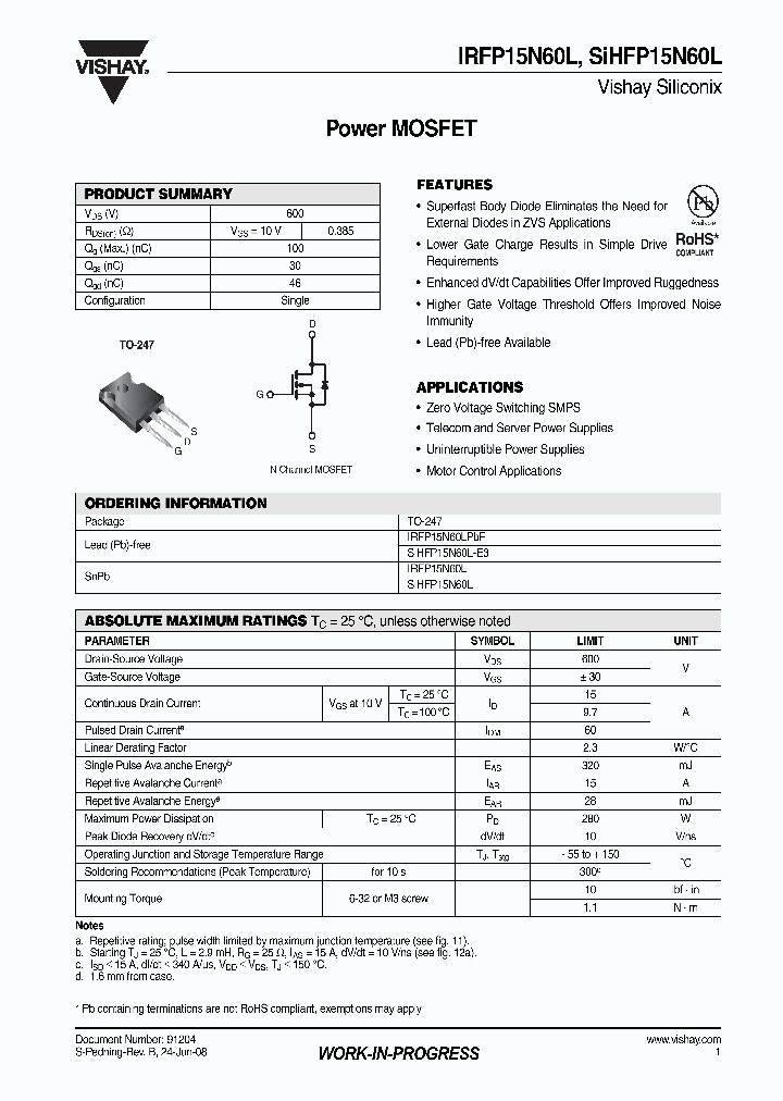 IRFP15N60L_4250666.PDF Datasheet