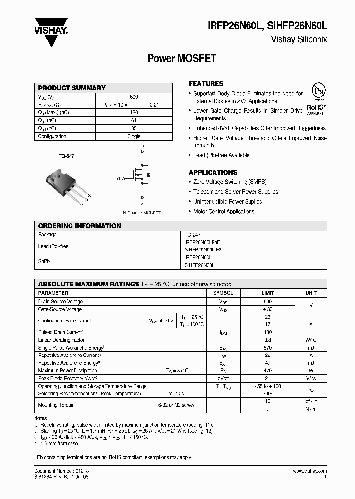 IRFP26N60L_4261104.PDF Datasheet