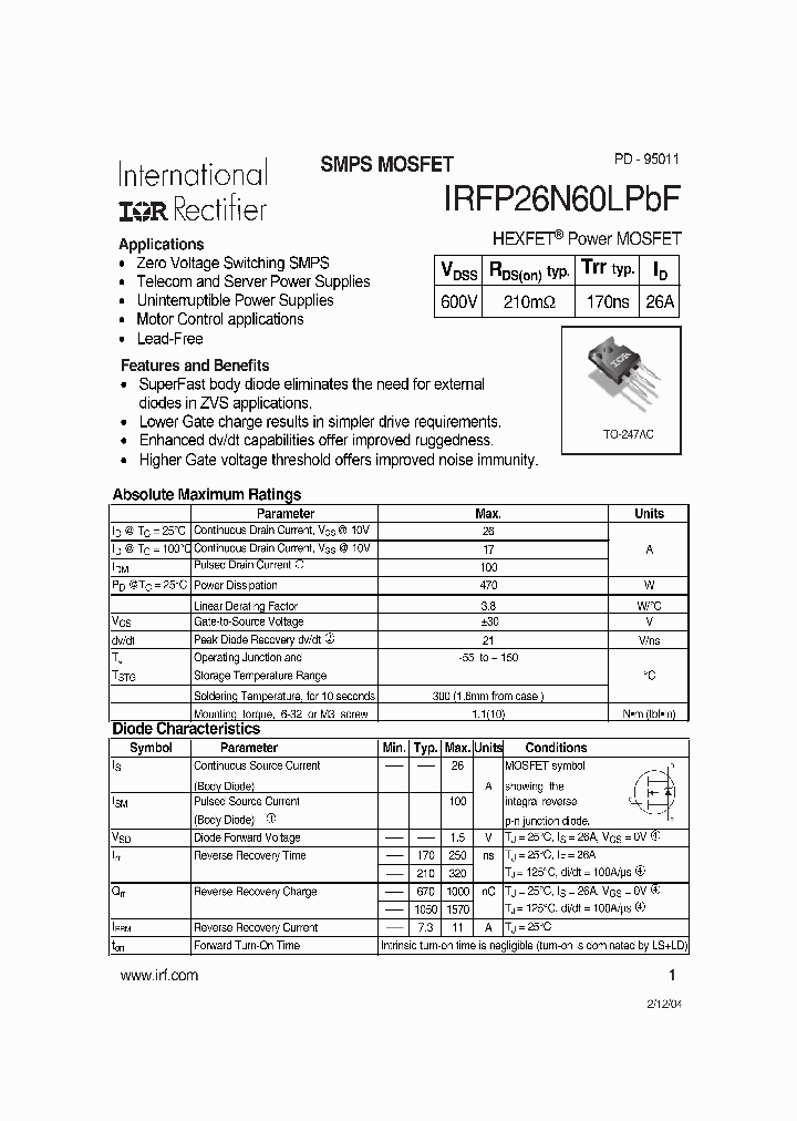 IRFP26N60LPBF_4261107.PDF Datasheet