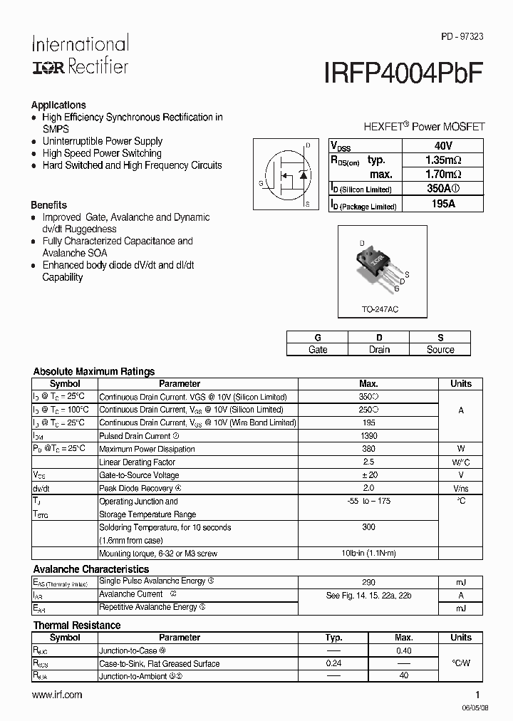 IRFP4004PBF_4194231.PDF Datasheet