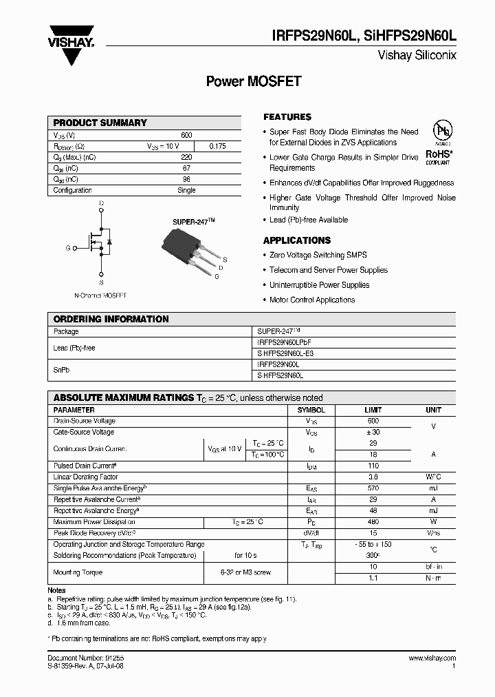 IRFPS29N60L_4391434.PDF Datasheet