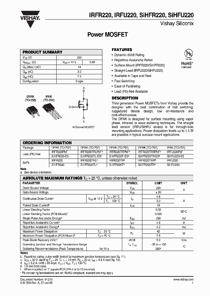 IRFR220PBF_4261211.PDF Datasheet