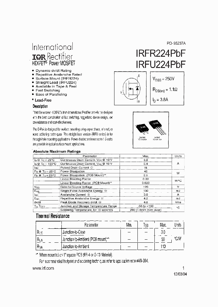 IRFR224PBF_4167803.PDF Datasheet