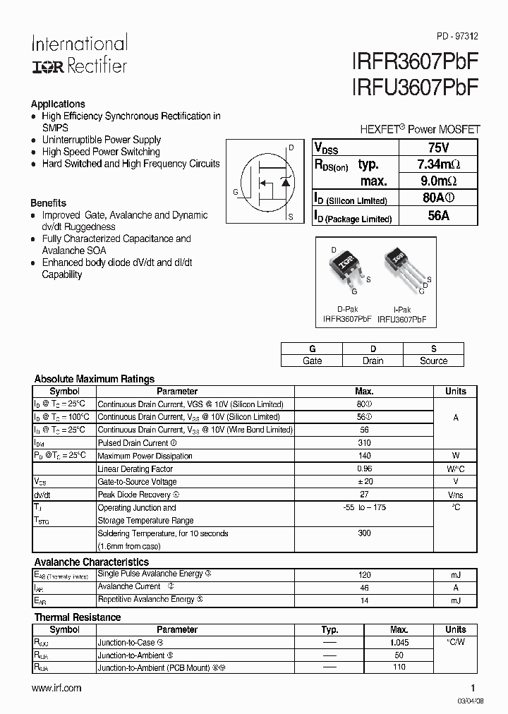 IRFR3607PBF_4579586.PDF Datasheet