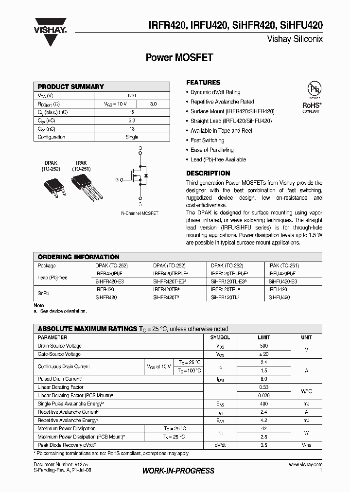 IRFR420TR_4252946.PDF Datasheet