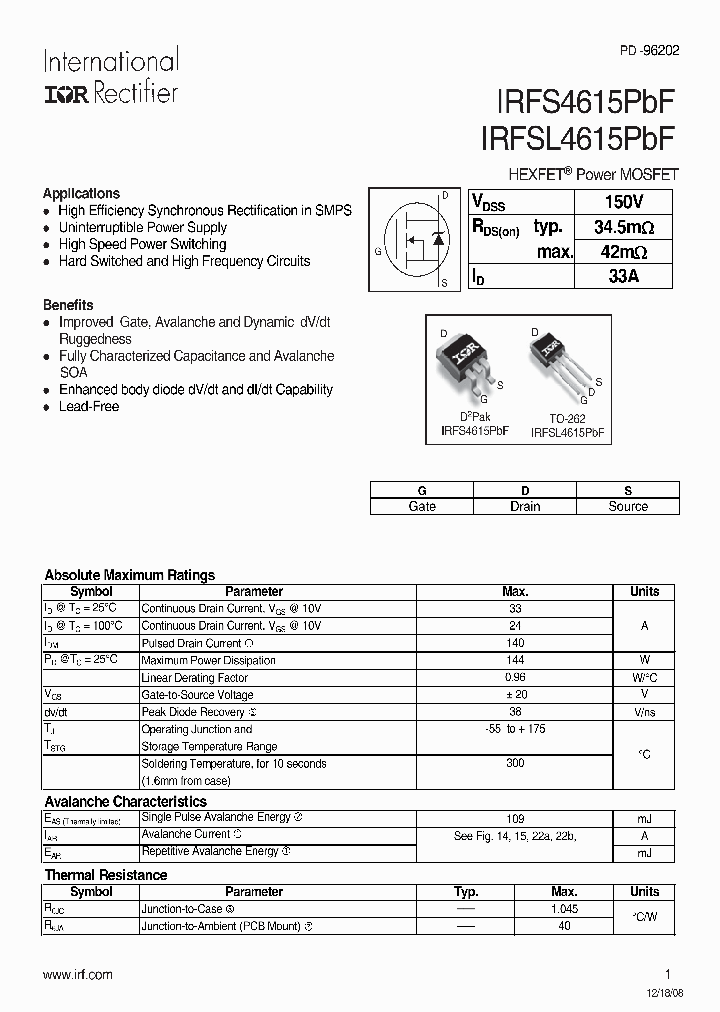 IRFS4615PBF_4847648.PDF Datasheet