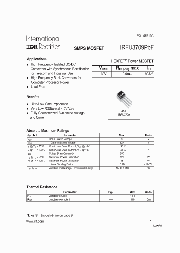 IRFU3709PBF_4183008.PDF Datasheet