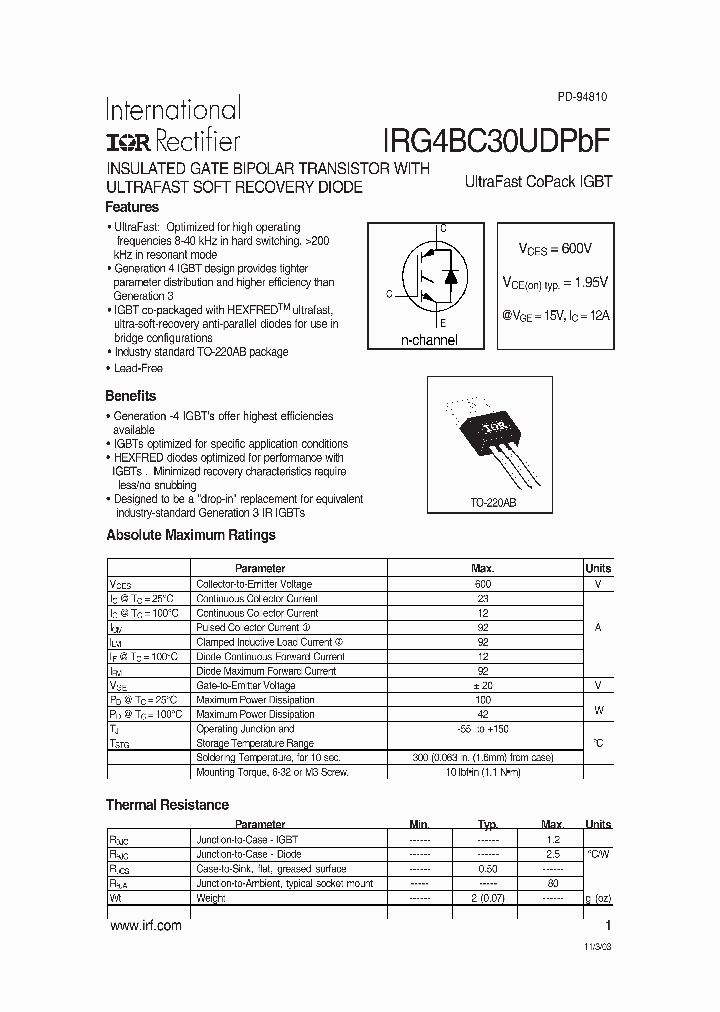 IRG4BC30UDPBF_4241054.PDF Datasheet