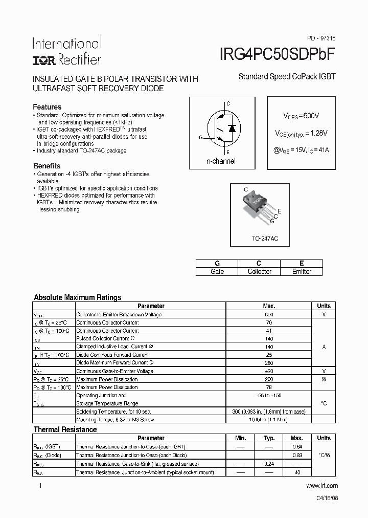 IRG4PC50SDPBF_4867769.PDF Datasheet