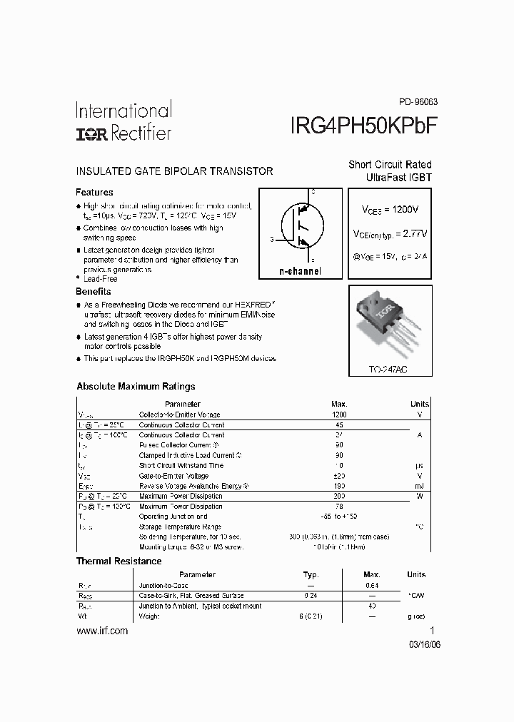 IRG4PH50KPBF_4190077.PDF Datasheet